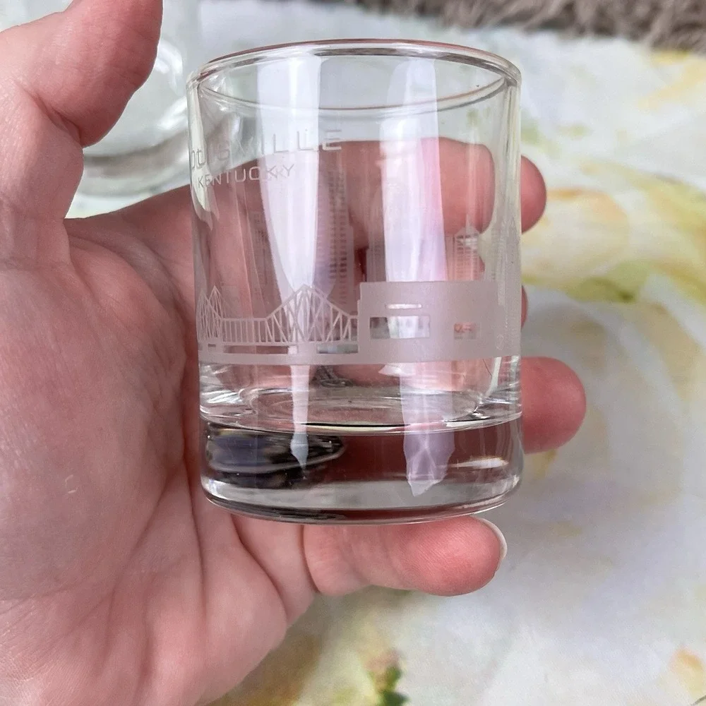 2 Jim Beam Urban Stillhouse Louisville Kentucky Shot Glass Glasses Scenery Thick